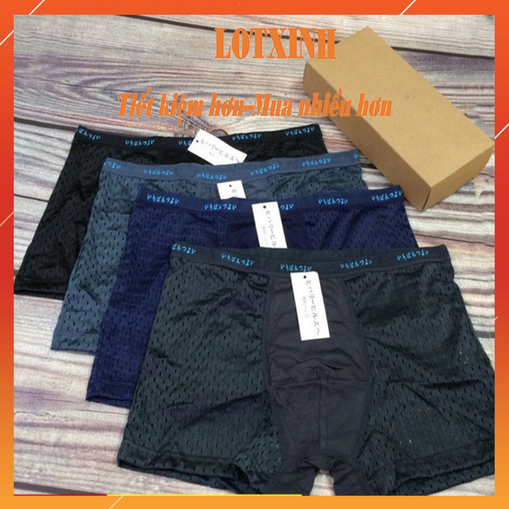 Hộp 4 chiếc sịp đùi thông hơi cao cấp dành cho nam mềm mịn bền đẹp thoáng mát LOTNAM06