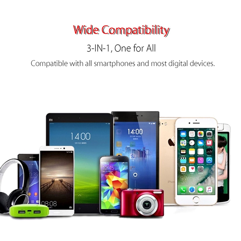3 In 1 Retractable Micro USB Charge Cable Multi USB Charger Cable USB C Type-c Universal Cable