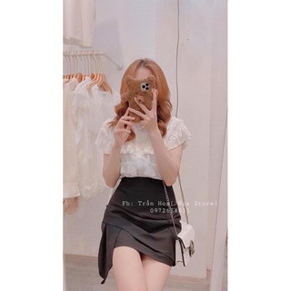 Chân váy + áo sơ mi cộc tay