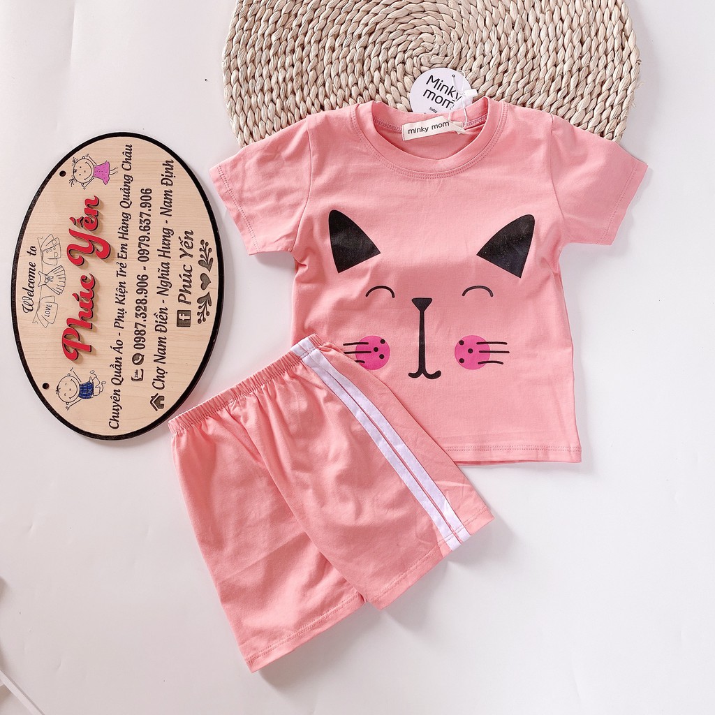 Sale !!! Bộ Cộc Tay Cotton 100 % Hàng Minky Mom In Họa Tiết Sói Xanh- 2 Sọc Cho Bé_Super Sale ( 8-18kg) (1377)