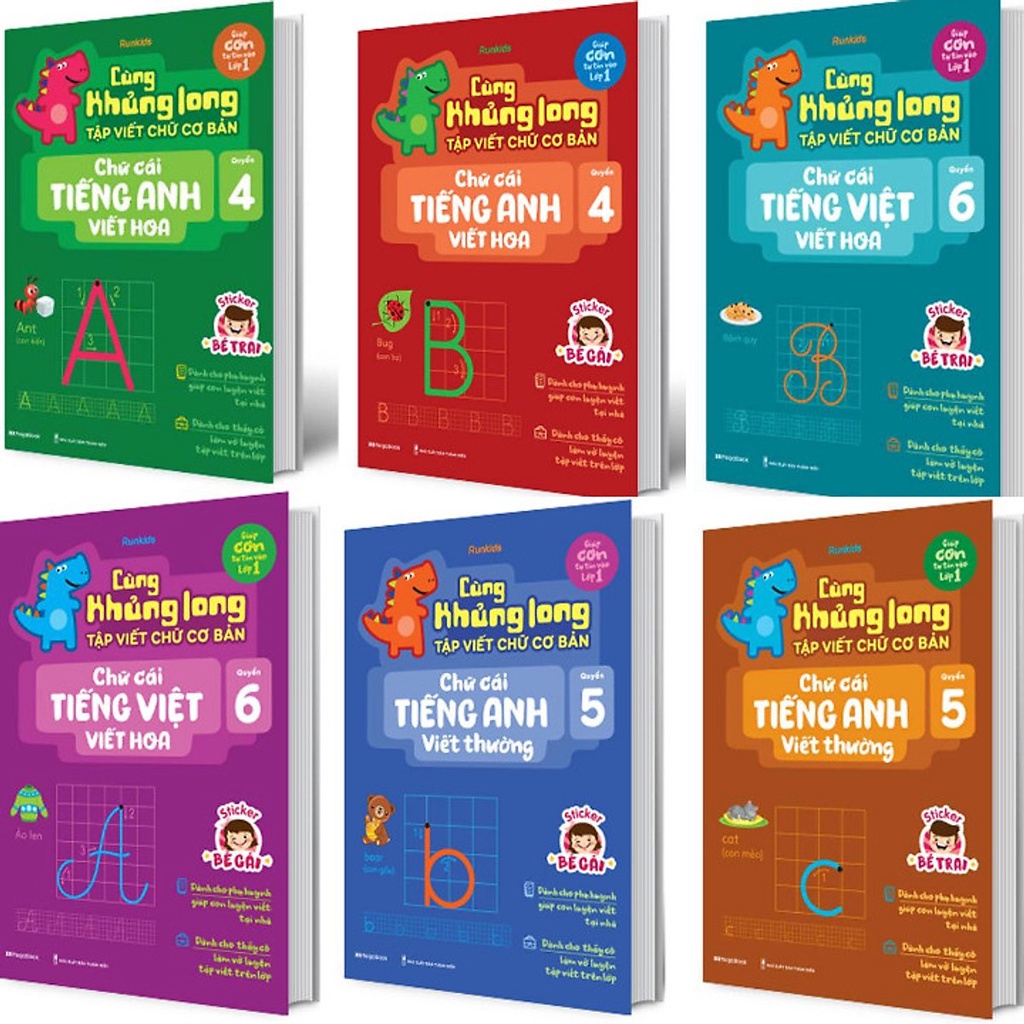 Sách - Combo 3 cuốn Cùng Khủng long tập viết chữ cơ bản Quyển 4 5 6 MEGAMN9303