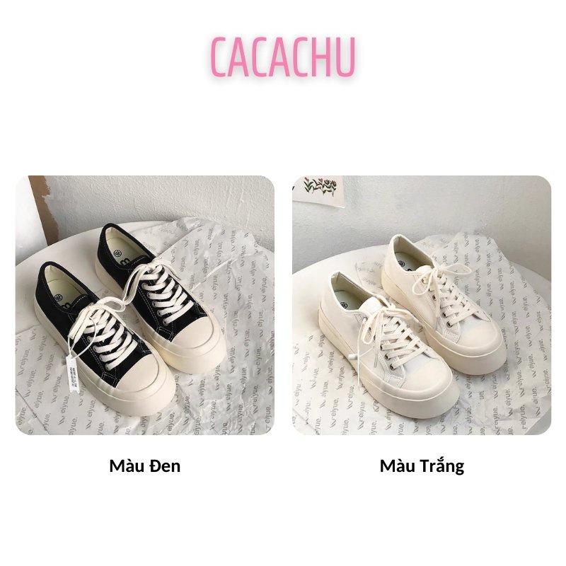 Giày thể thao nữ Ulzzang đế bánh mì màu đen trắng năng động trẻ trung hot trend 2021 hàng Trung cao cấp đẹp CACACHU G013