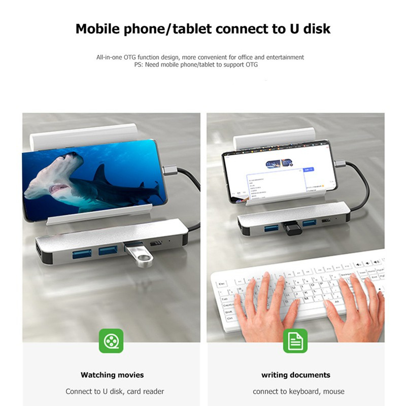 Trạm Kết Nối Type C Sang Hdmi 4k, 5 Trong 1 Cho Laptop | BigBuy360 - bigbuy360.vn