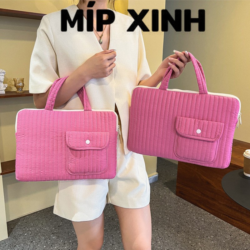 Túi đựng máy tính macbook/ laptop PINK LEMON chống sóc, túi chống sốc laptop có lớp đệm bông dày dặn