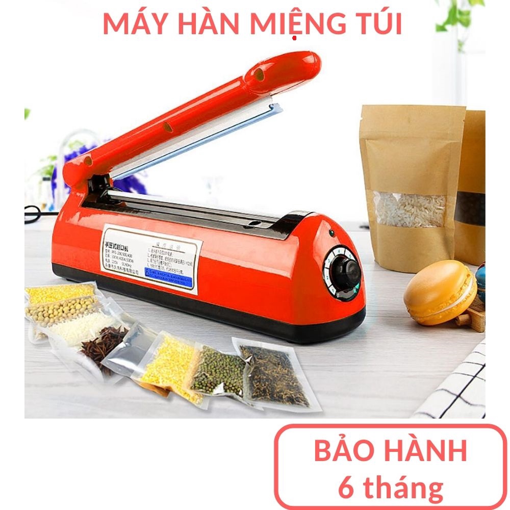 Máy hàn miệng túi dập tay chuyên dụng PP/PE (Cỡ 200/300x5mm) (Đỏ) Máy đóng gói KamiHome bảo hành 6 tháng