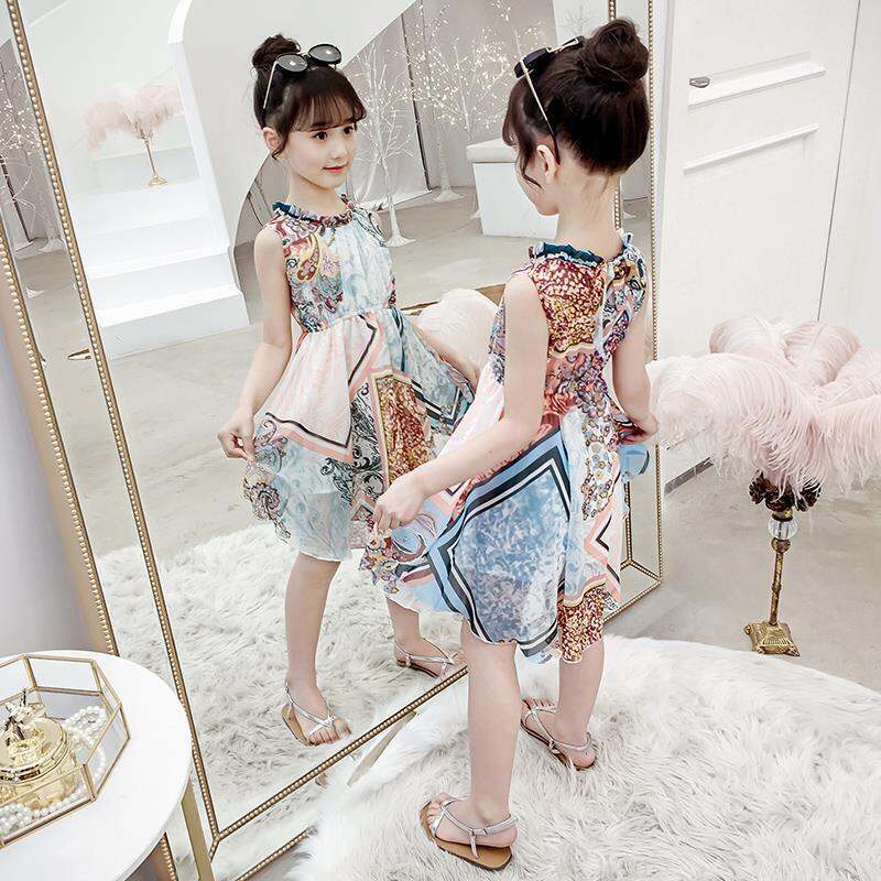 Đầm Midi voan hoa cho bé gái 3-14 tuổi