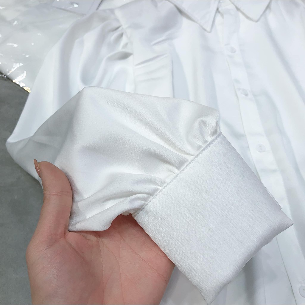 Áo sơ mi Lụa tay Bồng có ảnh thật