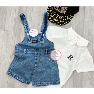 Set yếm bò áo sơ mi trắng