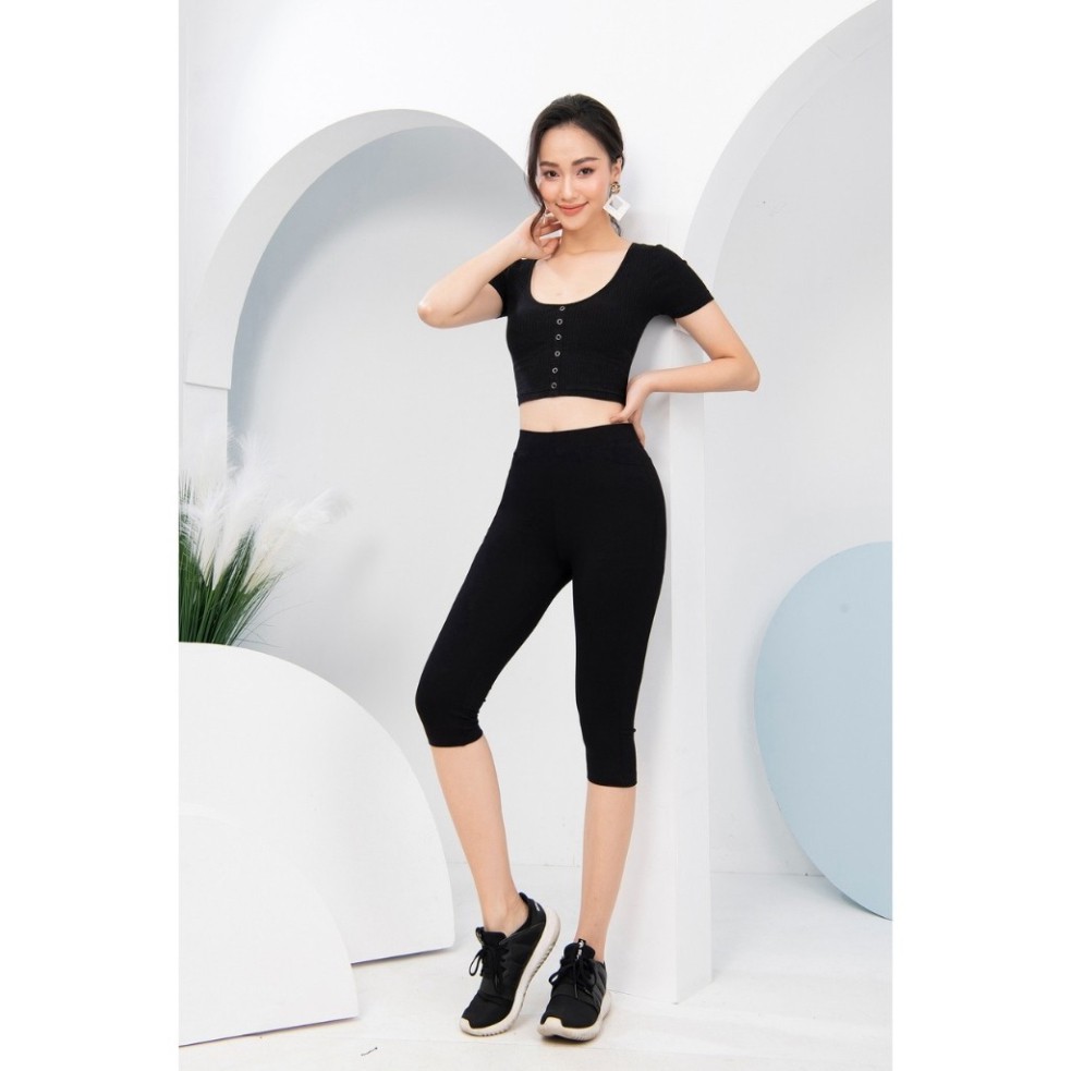 Quần Legging ngố lửng qua gối cạp cao nữ bigsize (40kg - 80kg)