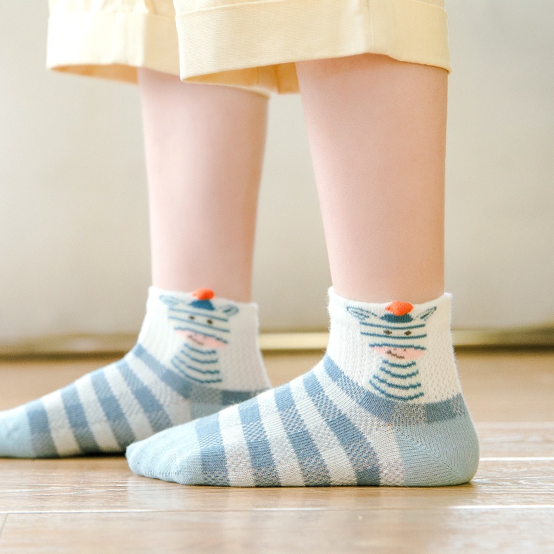 Vớ Cotton Họa Tiết Ngựa Vằn Hoạt Hình Dành Cho Bé 1-12 Tuổi