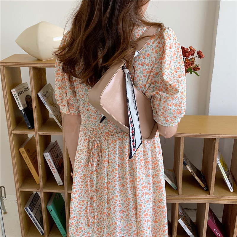 Túi Đeo Vai Hình Vuông Cỡ Nhỏ Vải Lụa Đính Nơ Kiểu Pháp Thời Trang Cho Nữ