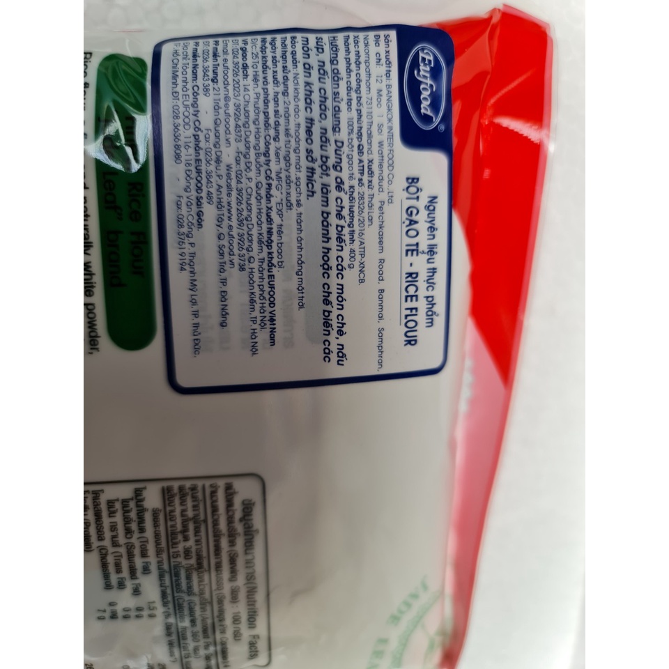 [400g] BỘT GẠO TẺ [Thailand] JADE LEAF Finest Rice Flour (halal) (vvk-hk)