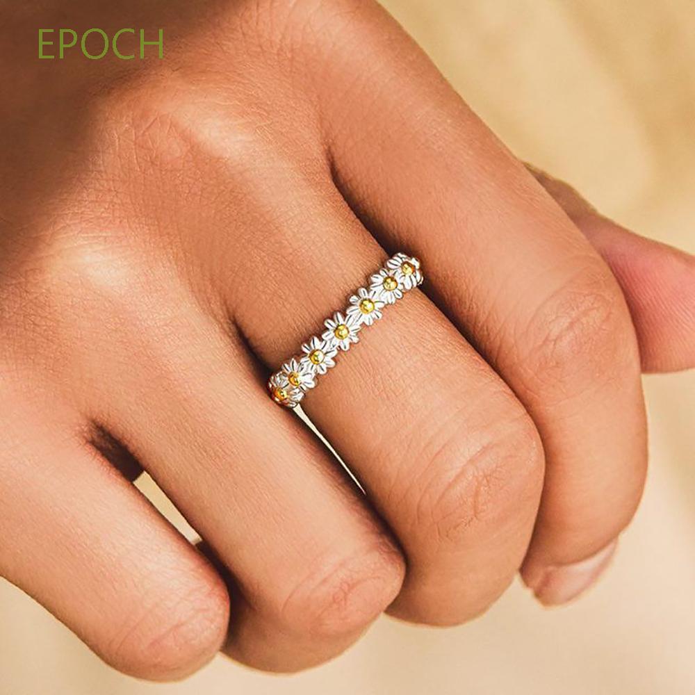 Epoch Nhẫn Hở Hình Hoa Cúc Bằng Hợp Kim Phong Cách Hàn Quốc Cổ Điển Thời Trang Cho Nữ