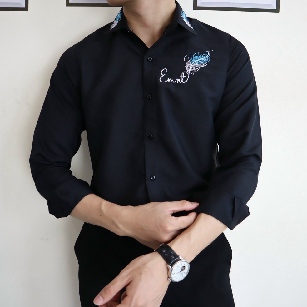 Áo sơ mi nam tay dài hàn quốc in họa tiết siêu đẹp vải lụa mịn chống nhăn hàng chuẩn shop uy tín giá rẻ KING77_FASHION