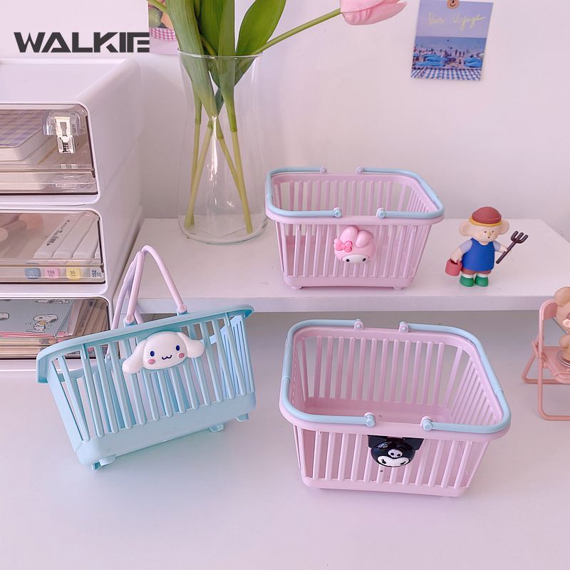 Giỏ Đựng Đồ Mua Sắm Bằng Nhựa In Họa Tiết Hoạt Hình Kuromi Cinnamoroll My Melody Dễ Thương Để Bàn Tiện Dụng