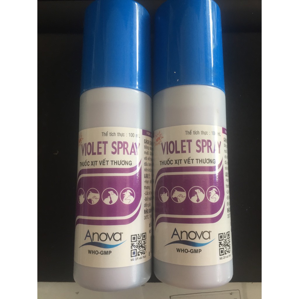 Chai xịt vết thương cho gia súc 100ml - tím