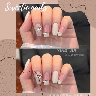 NAILBOX - Móng úp thiết kế theo size -trắng đính đá nhẹ nhàng cô dâu