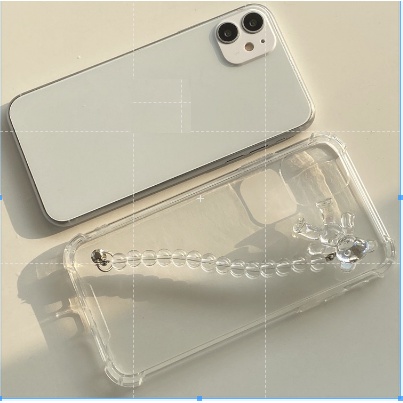 Ốp Điện Thoại tpu Dẻo Họa Tiết Chú Gấu Kèm Dây Đeo Ngọc Trai Chống Rơi Cho iPhone7 7 plus8 8plus xr x/xs xs max 11 11 pro 11 pro max