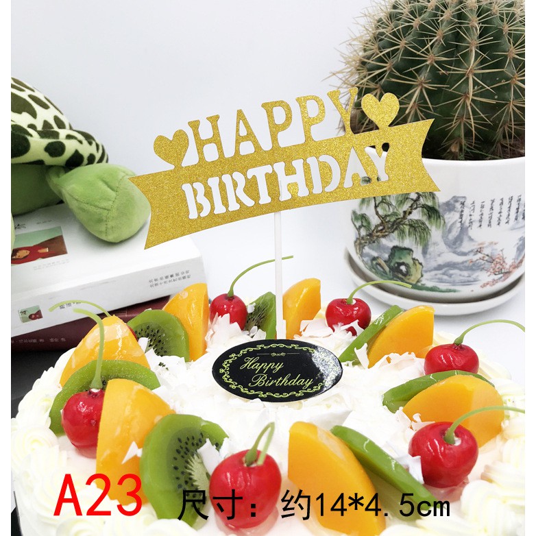 Combo 10 que cắm/topper nhũ trang trí bánh sinh nhật