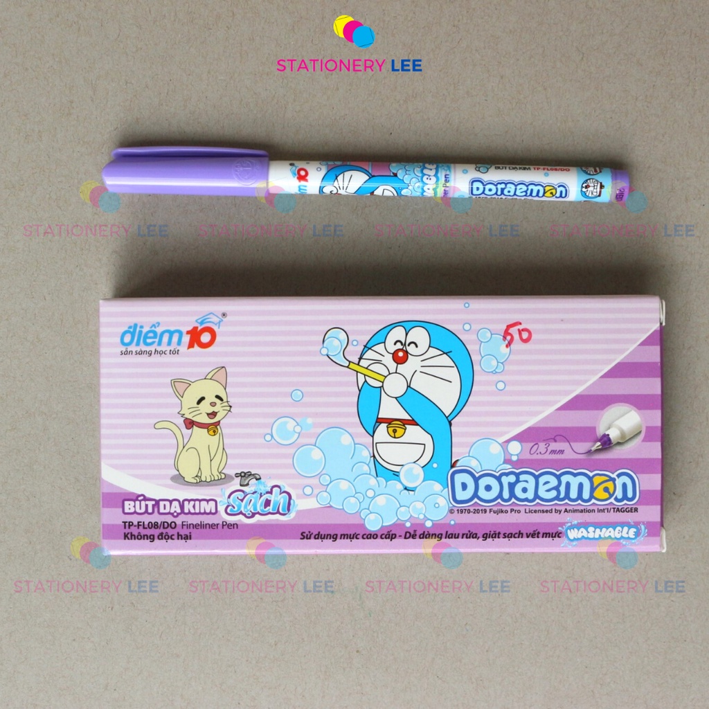 HỘP 10 BÚT DẠ KIM TÍM SẠCH FL-08/ FL-04/ FL-04 Bee bee - Bút dạ kim mực tím