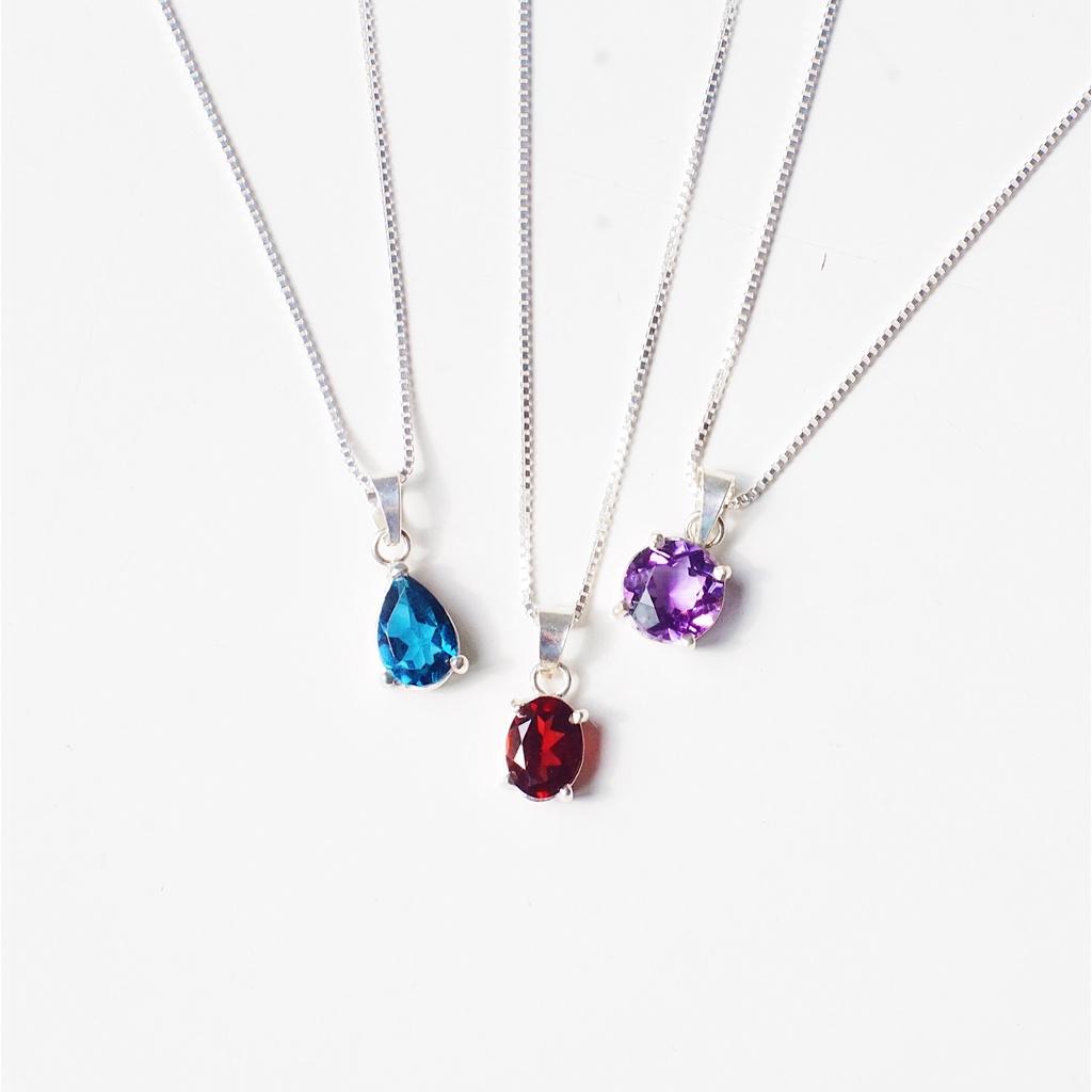 Dây chuyền bạc mặt đá  tím  An Gem, dây chuyền tinh tế dành cho nữ