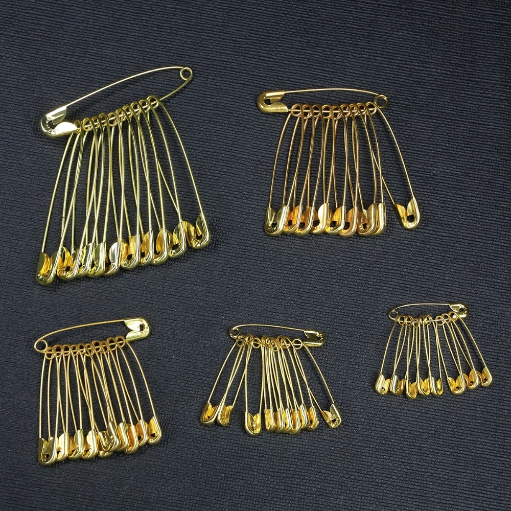 Set 50 kim băng cài áo chất liệu thép không gỉ màu vàng / bạc nhiều kích thước tùy chọn