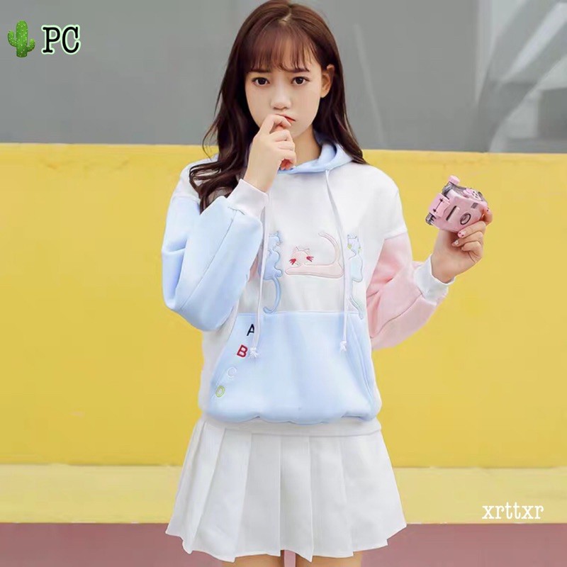 🌵Áo hoodie thêu 4 con mèo abcd cute lắm ( áo khoác nỉ bông ) | BigBuy360 - bigbuy360.vn