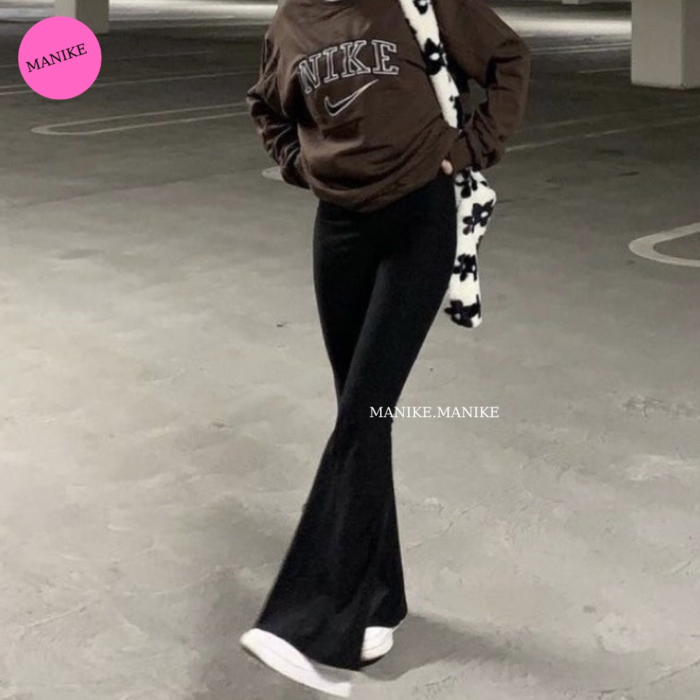 Quần Ống Loe Bigsize Cạp Cao  Dáng Dài Lưng Thun Co Giãn,Dáng Legging Ống Loe Manike