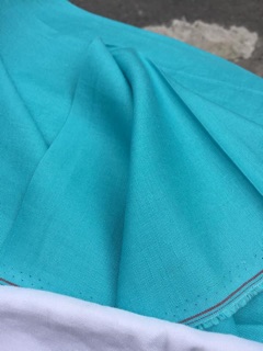 Vải linen ướt màu xanh e!