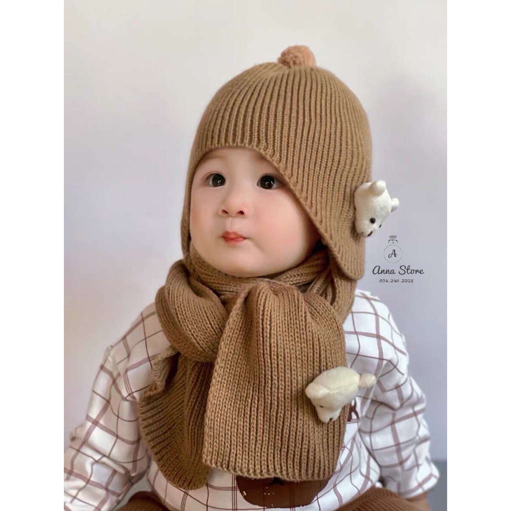 MUP 65 : Set mũ lèm khăn cho bé từ 10 tháng đến 3 tủi