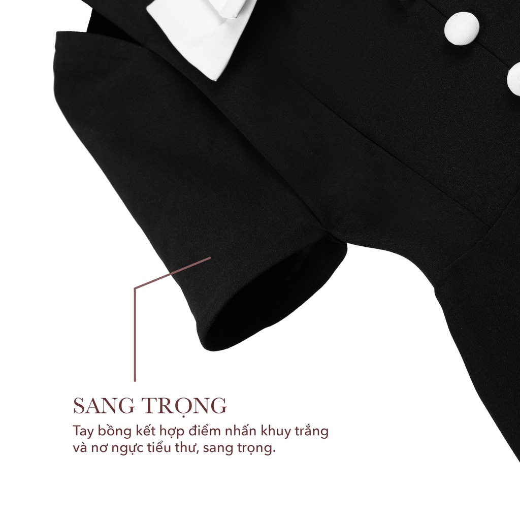 Váy đầm nữ tiểu thư dáng dài Donna Dress khoét vai nơ ngực SOURIS BY G