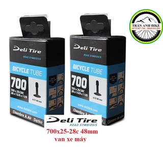 Cặp 2 cái ruột xe đạp deli tire 700x25-28c 48mm van mỹ - van xe máy