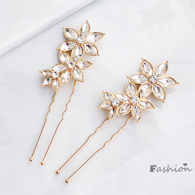 Trâm Cài Tóc Hình Chữ U Đính Đá Sáng Bóng Cao Cấp Thời Trang Cho Cô Dâu