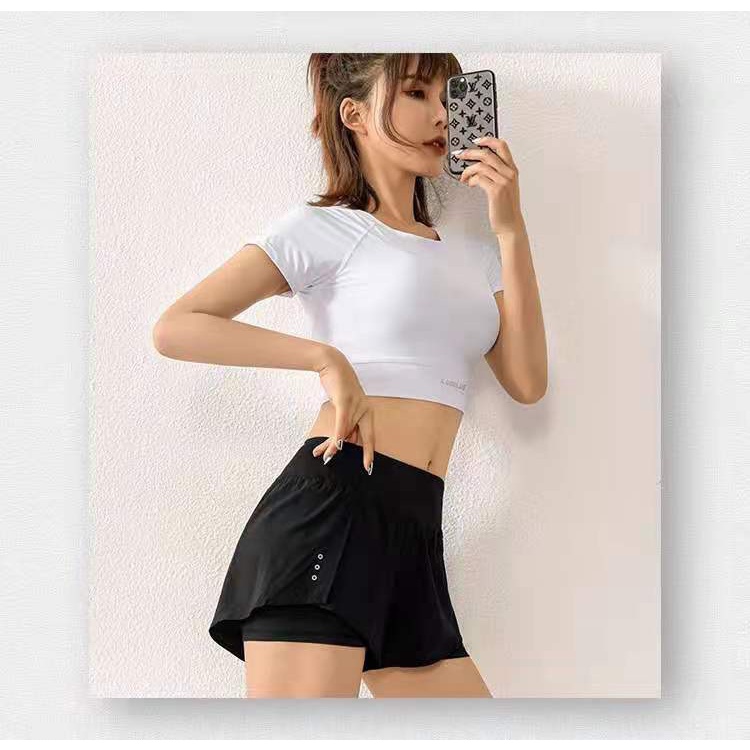 FREESHIP HOT QUẦN ĐÙI TẬP GYM, YOGA, ZUMBA PHỐI LƯỚI HAI LỚP CAO CÂP