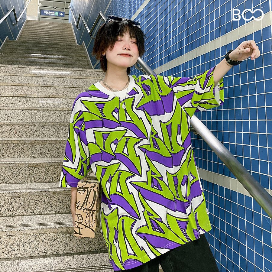 Áo Thun BOO Unsisex Dáng Oversize Vải Cotton Cao Cấp In Tràn Logo BOO