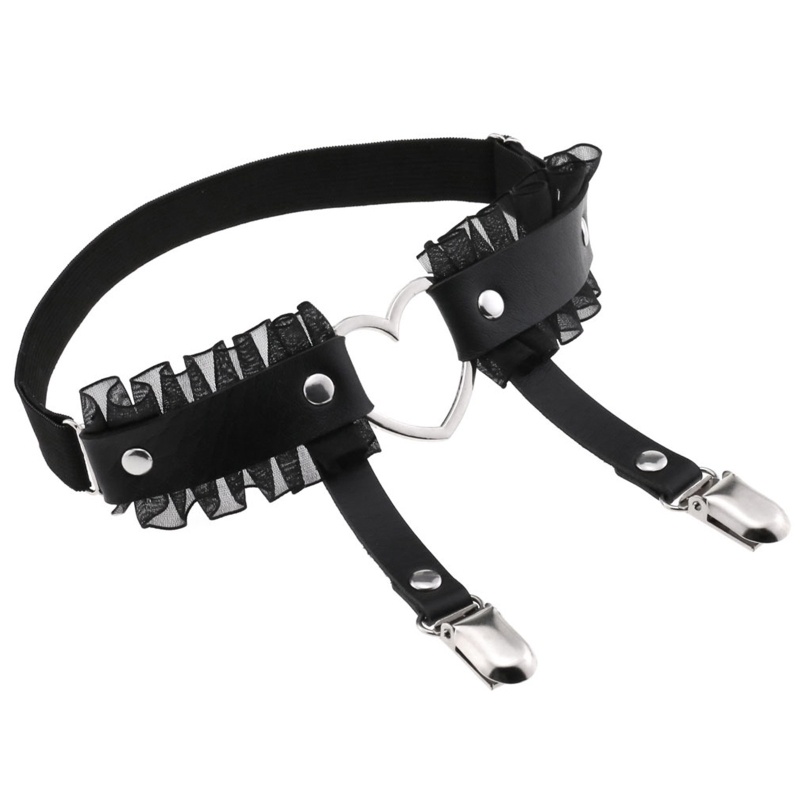 Đôi Vớ Da Pu Phối Ren Và Kẹp Chân Dùng Hóa Trang Thời Trang Cho Nữ