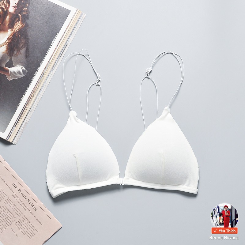 Áo bra sexy cotton đệm mỏng dây bún cài trước freesize FLA50