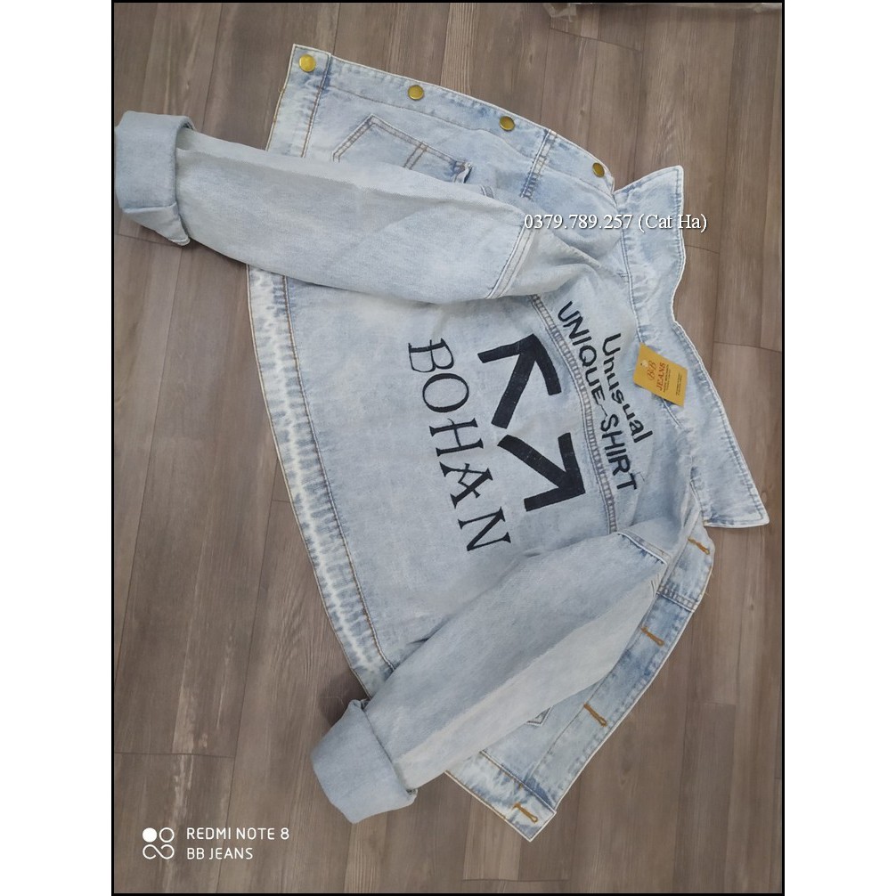 Aó khoác jean nữ xám xanh như hình form dưới 58Kg Bohan BB24