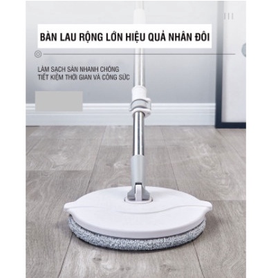 Bộ lau nhà thông minh K8/K9 thùng vắt xoay tròn nhựa PP, Cán inox dài 134cm, miếng lau 25cm