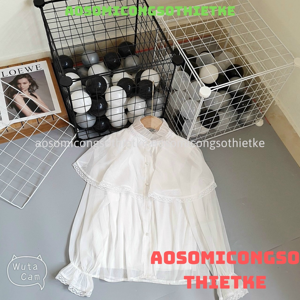 áo sơ mi tơ 2 lớp , áo sơ mi tay bồng nút ngọc hàng QCCC loại 1 A0008 kaca aosomicongsothietke