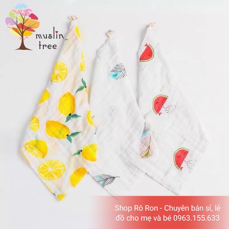 Xô sữa sợi tre Muslin 4 lớp - Set 3 khăn xô sữa sợi tre cho bé - Shoproron