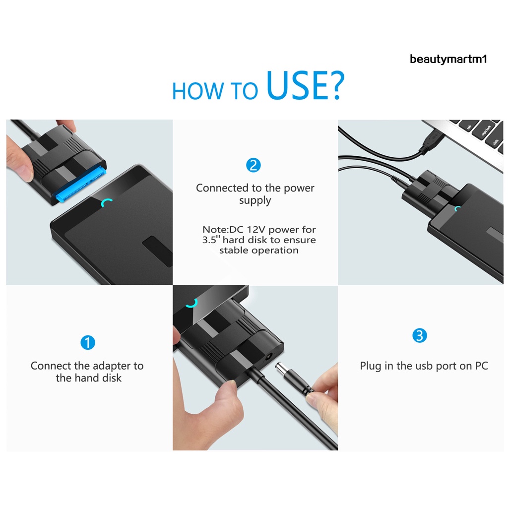 Dây Cáp Chuyển Đổi Ổ Cứng Ssd Usb 3.0 Sang Sata 2.5 / 3.5inches Cho Laptop | BigBuy360 - bigbuy360.vn