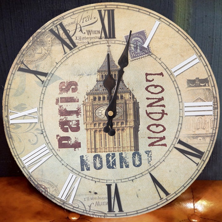 (ĐƯỜNG KÍNH 30cm) Đồng hồ treo tường phong cách retro vintage cổ điển (mẫu số 1)