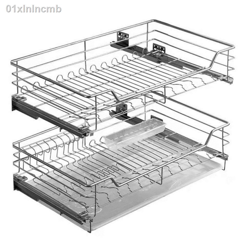 01xlnlncmbRổ kéo tủ bếp inox 304 ngăn đôi giá đựng bát gia vị rổ