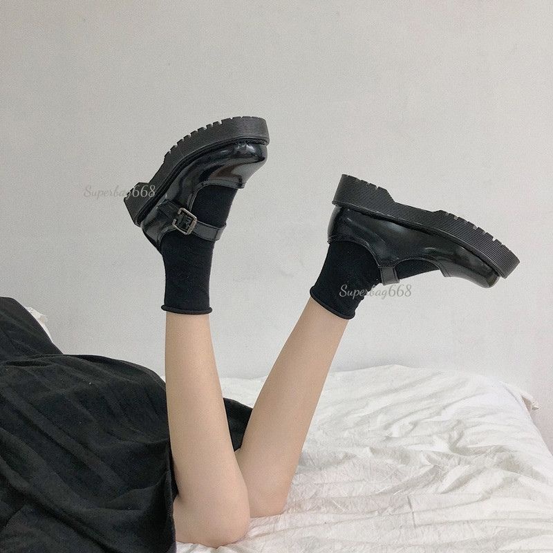 Giày Nữ Lolita - Giày Đốc Búp Bê Vintage Quai Hậu Dây Cài Phong Cách Ulzzang Hàn Quốc SPB 210