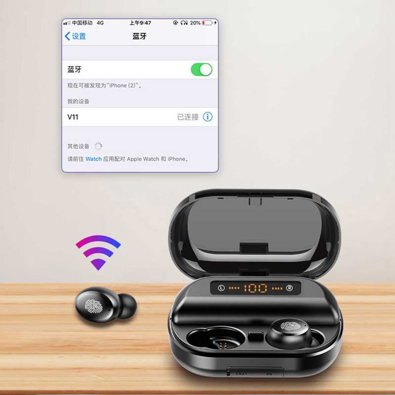 Tai Nghe Nhét Tai Không Dây Bluetooth 5.0 Kích Thước Nhỏ Gọn Có Hộp Sạc