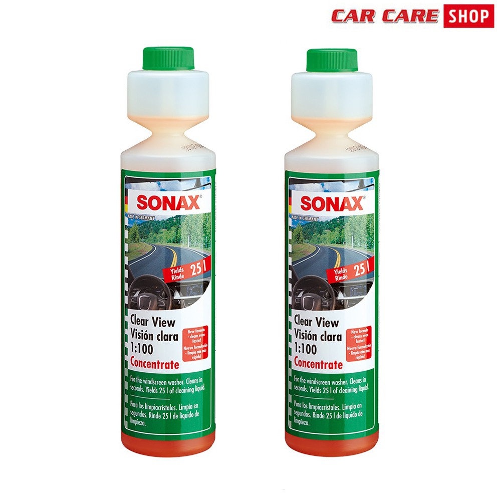 Bộ 2 Chai Nước Rửa Kính Lái Đậm Đặc Sonax Clear View 1:100 Concentrate 250ml