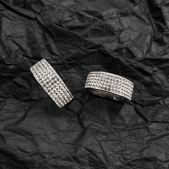 Nhẫn Unisex Cho Nam Nữ Dring Đính Đá Màu Bạc Merin Accessories Tinh Tế Thời Trang Basic Chất Liệu Inox Không Gỉ