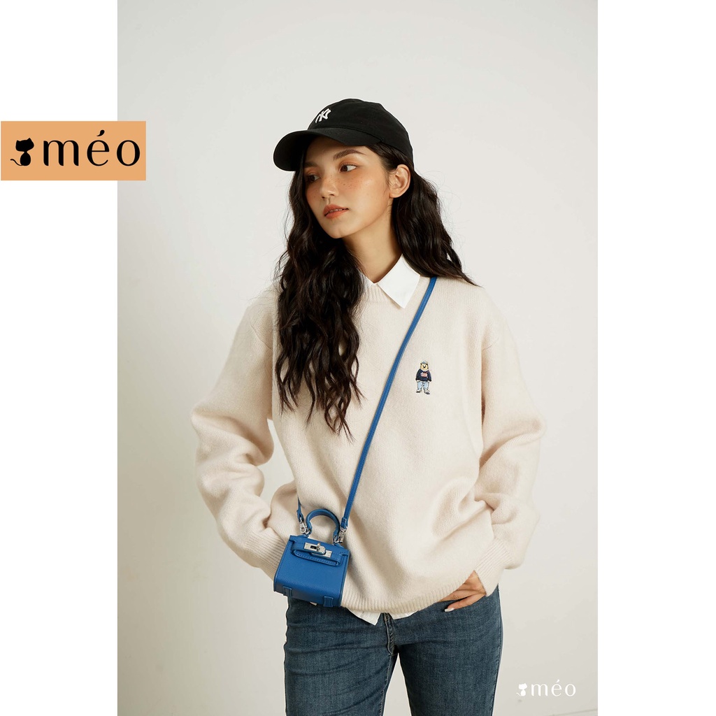 Áo len nữ basic họa tiết gấu Grace [ Méo shop ]