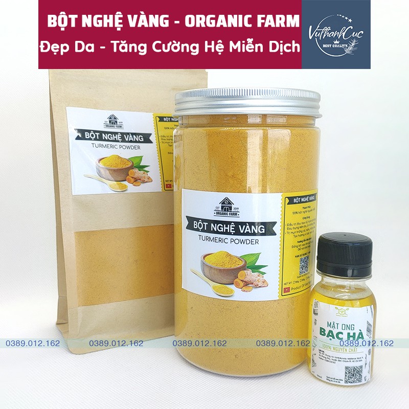 Bột Nghệ Nguyên Chất 100% - Organic Farm [Tặng Mật Ong Bạc Hà - Đồng Văn]